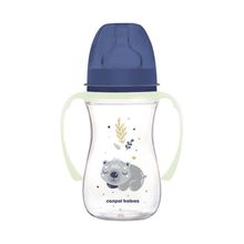 Canpol babies, EasyStart, Sleepy Koala, biberon anticolici cu manere stralucind in intuneric, albastru, 240 ml