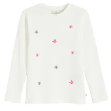 Cool Club, Bluza cu maneca lunga pentru fete, din tricot striat, alb