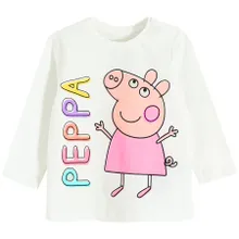 Cool Club, Bluza cu maneca lunga pentru fete, ecru, imprimeu Peppa Pig