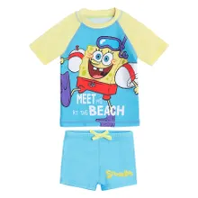 Cool Club, Costum de baie din doua piese pentru baieti, UV 50, albastru, imprimeu SpongeBob