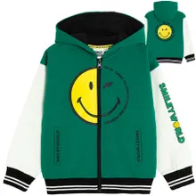 Cool Club, Hanorac cu gluga pentru baieti, cu fermoar, verde, imprimeu SmileWorld