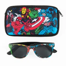 Cool Club, Ochelari de soare pentru baieti, Cutie de ochelari, negru, imprimeu Marvel Super Heroes
