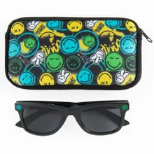 Cool Club, Ochelari de soare pentru baieti, Cutie de ochelari, negru, imprimeu SmileWorld