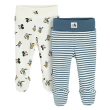 Cool Club, Pantaloni cu botosei pentru baieti, ecru, imprimeu Mickey Mouse, set, 2 buc.