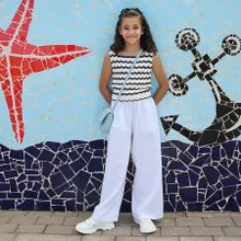 Cool Club, Pantaloni din material textil pentru fete, alb
