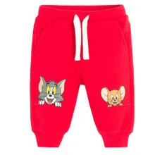 Cool Club, Pantaloni trening pentru baieti, rosu, imprimeu Tom & Jerry