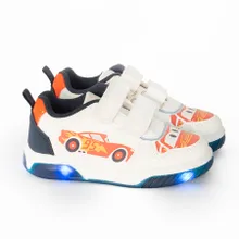 Cool Club, Pantofi sport pentru baieti, alb, talpa cu leduri, Auta