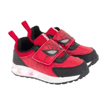 Cool Club, Pantofi sport pentru baieti, rosu, talpa cu leduri, imprimeu Spider-Man