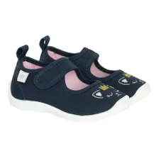 Cool Club, Papuci de casa pentru fete, bleumarin, brant din piele