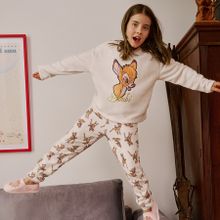 Cool Club, Pijama pentru fete, bej, imprimeu Bambi