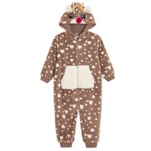 Cool Club, Pijama-salopeta cu gluga pentru fete, calduroasa, maro