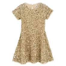 Cool Club, Rochie cu maneca scurta pentru fete, auriu