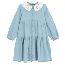 Cool Club, Rochie de blugi cu maneca lunga pentru fete, albastru