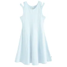 Cool Club, Rochie fara maneci pentru fete, din tricot striat, albastru