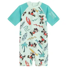 Cool Club, Salopeta de baie pentru baieti, UV 50, albastru, imprimeu Mickey Mouse