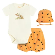 Cool Club, Set pentru baieti, Body cu maneca scurta, Pantaloni scurti bloomers, Caciula cu snur, mix, imprimeu The Flintstones