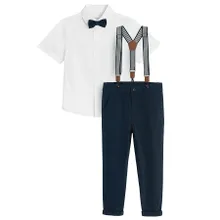 Cool Club, Set pentru baieti, Camasa cu maneca scurta, Papion, Pantaloni din textil, Bretele, mix