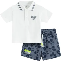 Cool Club, Set pentru baieti, Tricou polo cu maneca scurta, Pantaloni scurti, mix, imprimeu Mickey Mouse