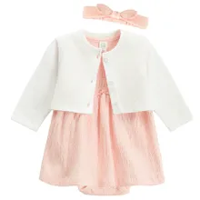 Cool Club, Set pentru fete, Body-rochie cu maneca scurta, Bolero, Bentita, mix