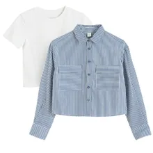 Cool Club, Set pentru fete, Camasa cu maneca lunga, Tricou, mix