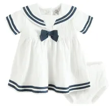 Cool Club, Set pentru fete, Rochie cu maneca scurta, Pantaloni scurti, ecru