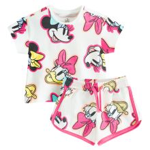 Cool Club, Set pentru fete, Tricou, Pantaloni scurti, ecru, imprimeu Minnie Mouse