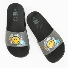 Cool Club, Slapi pentru baieti, negru, imprimeu SmileWorld