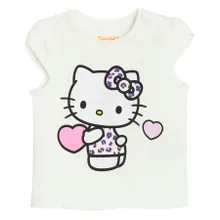 Cool Club, Tricou pentru fete, alb, imprimeu Hello Kitty