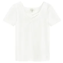 Cool Club, Tricou pentru fete, din tricot striat, alb