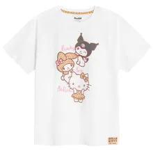 Cool Club, Tricou pentru fete, oversize, alb, imprimeu Hello Kitty