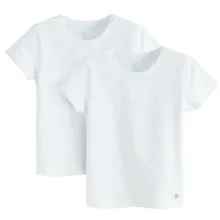 Cool Club, Tricouri albe pentru fete, imprimeu steluta, set 2 buc.