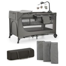 Kinderkraft, Joy 2, patut de calatori cu accesorii, 3in1, Dark Grey