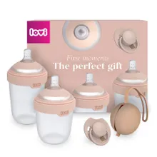 Lovi, Mammafeel, set: biberon, 150 ml + biberon, 250 ml + suzeta, 0-6m + cutie din silicon
