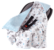 Medi Partners, Teddy, patura cu doua fete cu gluga, albastru deschis, 85-85 cm