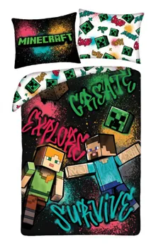 Minecraft, set lenjerie de pat single, 140-200 cm