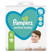 Pampers Active Baby, Jumbo Pack, scutece marimea 6, 13-18 kg, 56 buc.