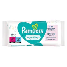 Pampers Sensitive, servetele umede, 1 pachet de 52 servetele, 52 buc.
