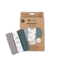 Petite&Mars, Moussy Grey Planes, set de scutece din muselina de bambus, 68-68 cm, 3 buc.
