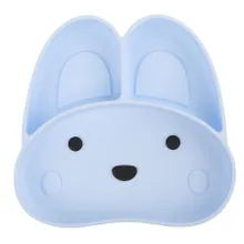 Smiki, Iepuras, farfurie compartimentata din silicon, albastru