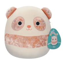 Squishmallows, Medium Plush, Bee Light Peach Velvet Panda, Eye Patches and Stripe, jucarie de plus, 30 cm