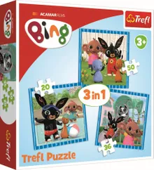 Trefl, Bing, Distractie cu prietenii, puzzle 3in1, 106 piese