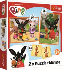 Trefl, Bing, puzzle 2in1 + joc memo, 102 piese