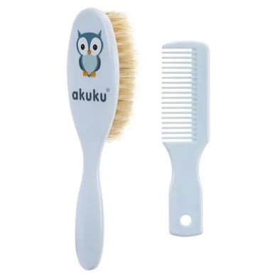 Akuku, perie si pieptene, par natural, albastru