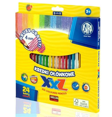 Astra, creioane colorate, hexagonal, 24 culori