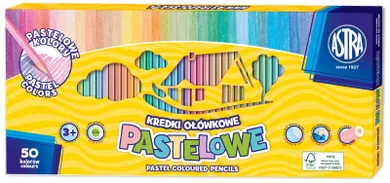 Astra, creioane pastel, rotunde, 50 culori