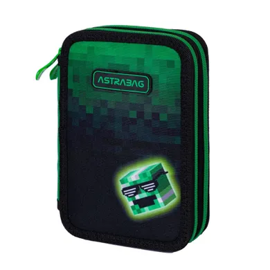 Astrabag, penar cu 2 compartimente, cu rechizite scolare, Pixel Hero