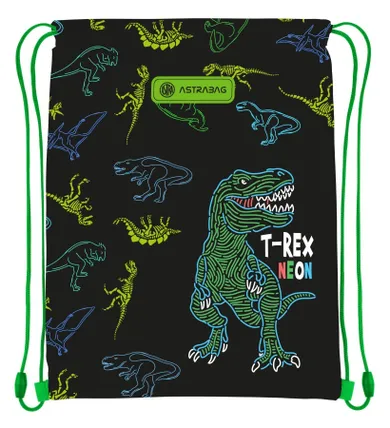 Astrabag, rucsac cu snur, T-Rex Neon