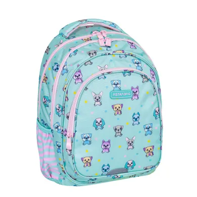 Astrabag, rucsac pentru scoala, cu 3 compartimente, Puppies World