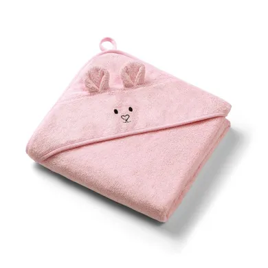BabyOno, Prosop cu gluga, din bambus, 100-100 cm, roz