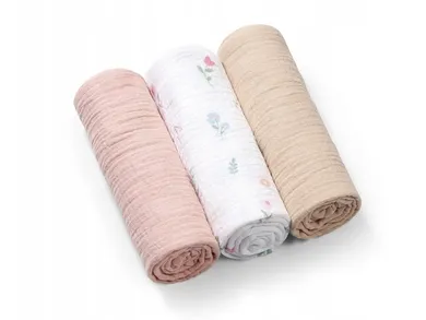 BabyOno, Scutecele din muselina sifonata, roz, 70-70 cm, 3 buc.